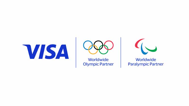 Worldwide Olympics logo, Worldwide Paralympic Games logo, and Visa logo. Proud Olympics partner