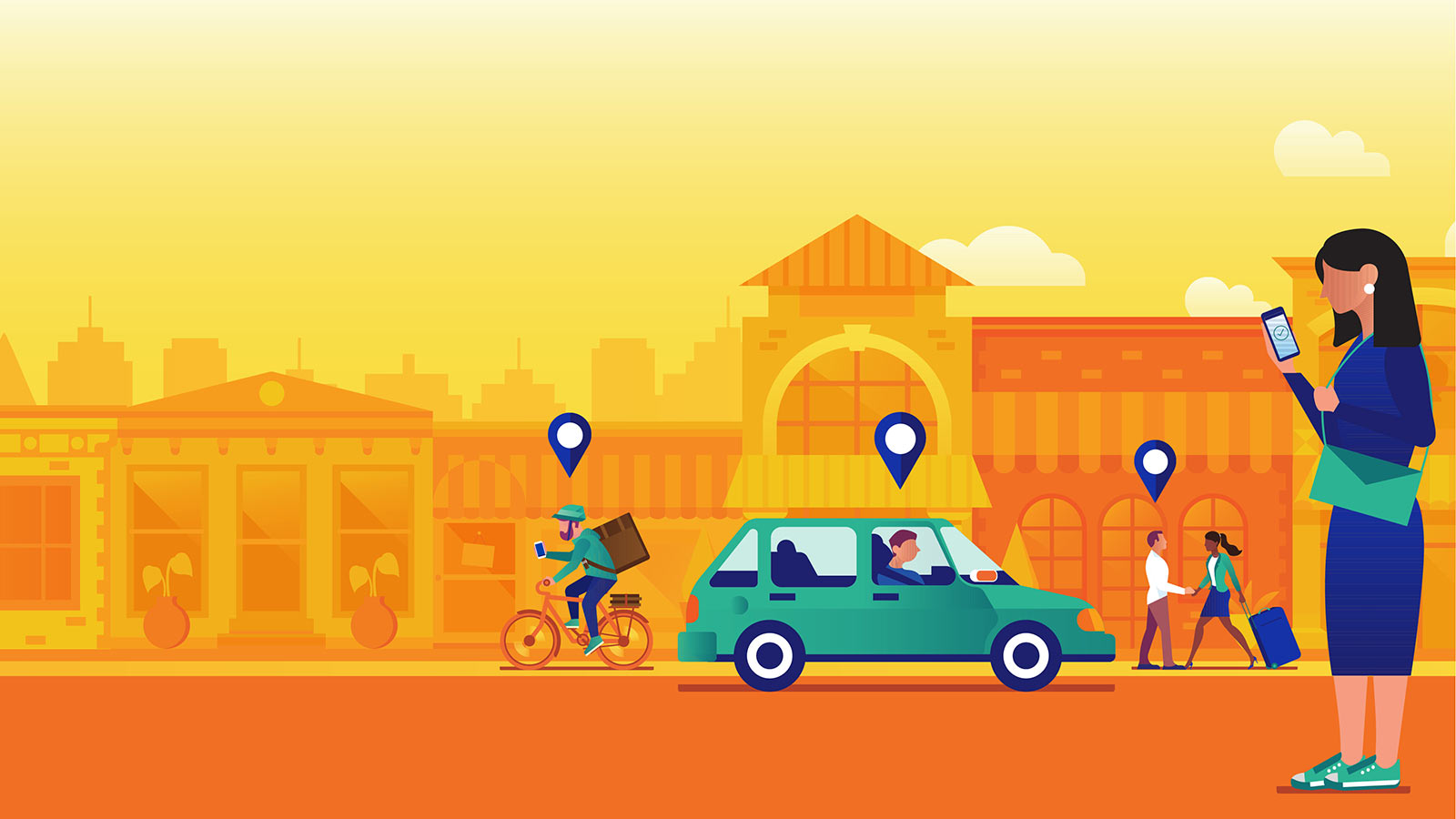 An illustration depicting Visa Direct’s ability to reach payees everywhere.