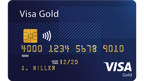 Image of a Visa Gold business credit card.
