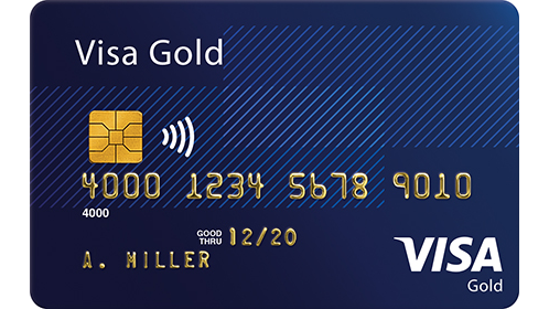 Image of a Visa Gold business credit card.