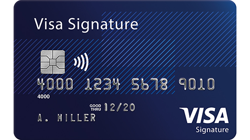 An image of a Visa signature credit card.