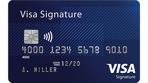 An image of a Visa signature credit card.